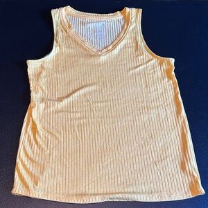 Croft & Barrow Light Yellow Ribbed Sleepwear Tank Top